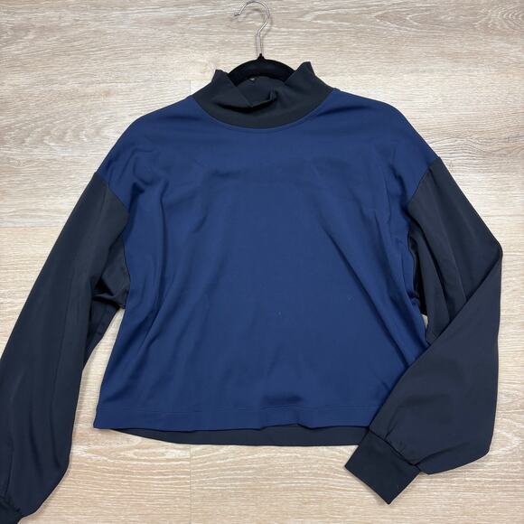 Athleta Mock Neck Long Sleeve Women’s M Color Navy/Black - Picture 1 of 6